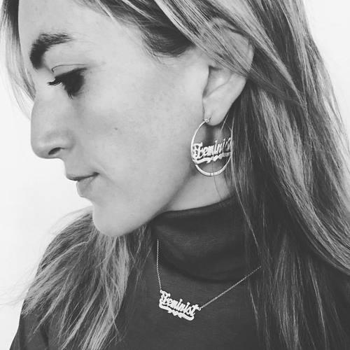 FEMINIST SILVER HOOP EARRINGS - Dolores Haze